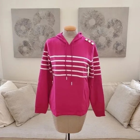 Charter Club Striped Hoodie Pink - Picture 5 of 7